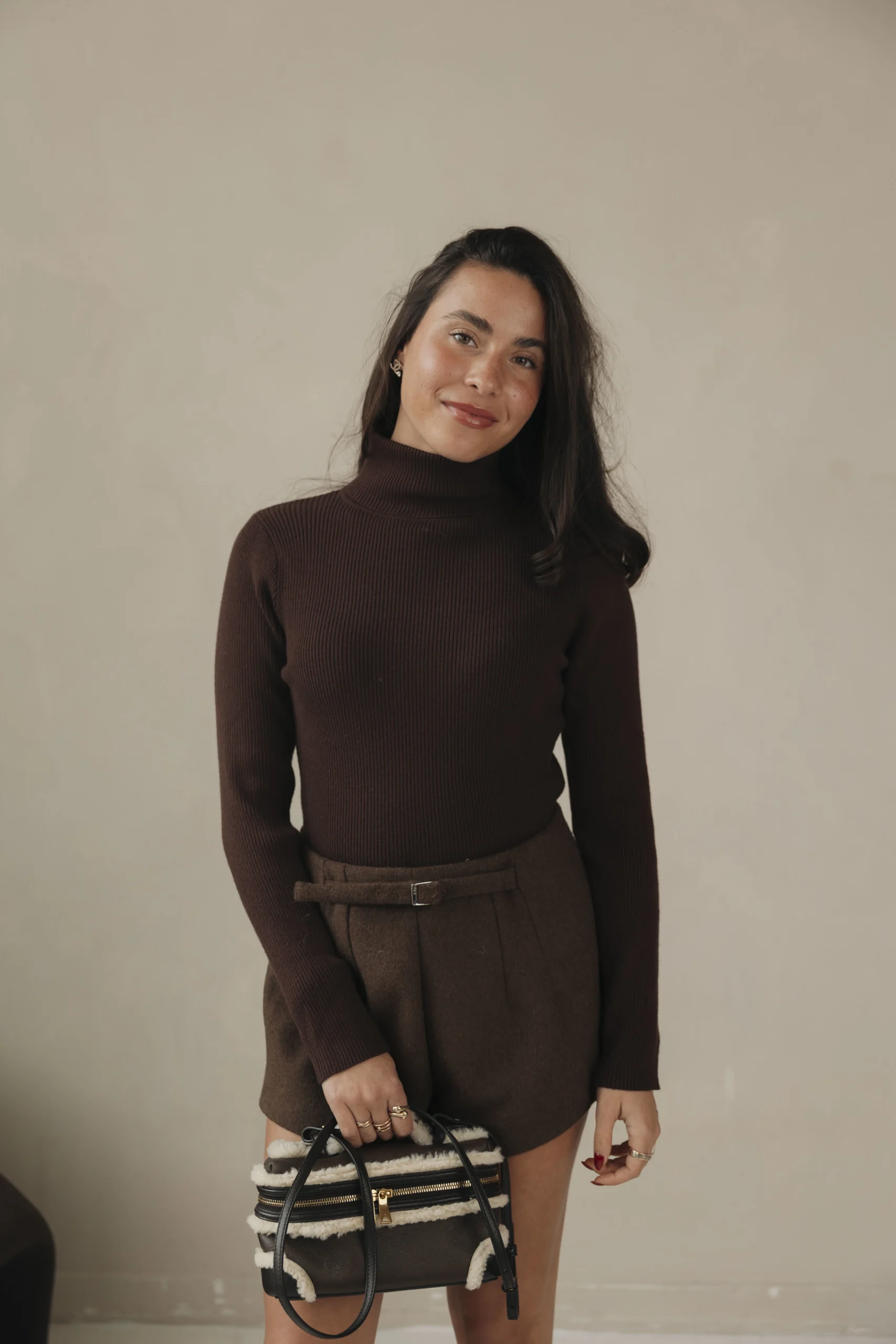 Brown Ribbed Turtleneck
