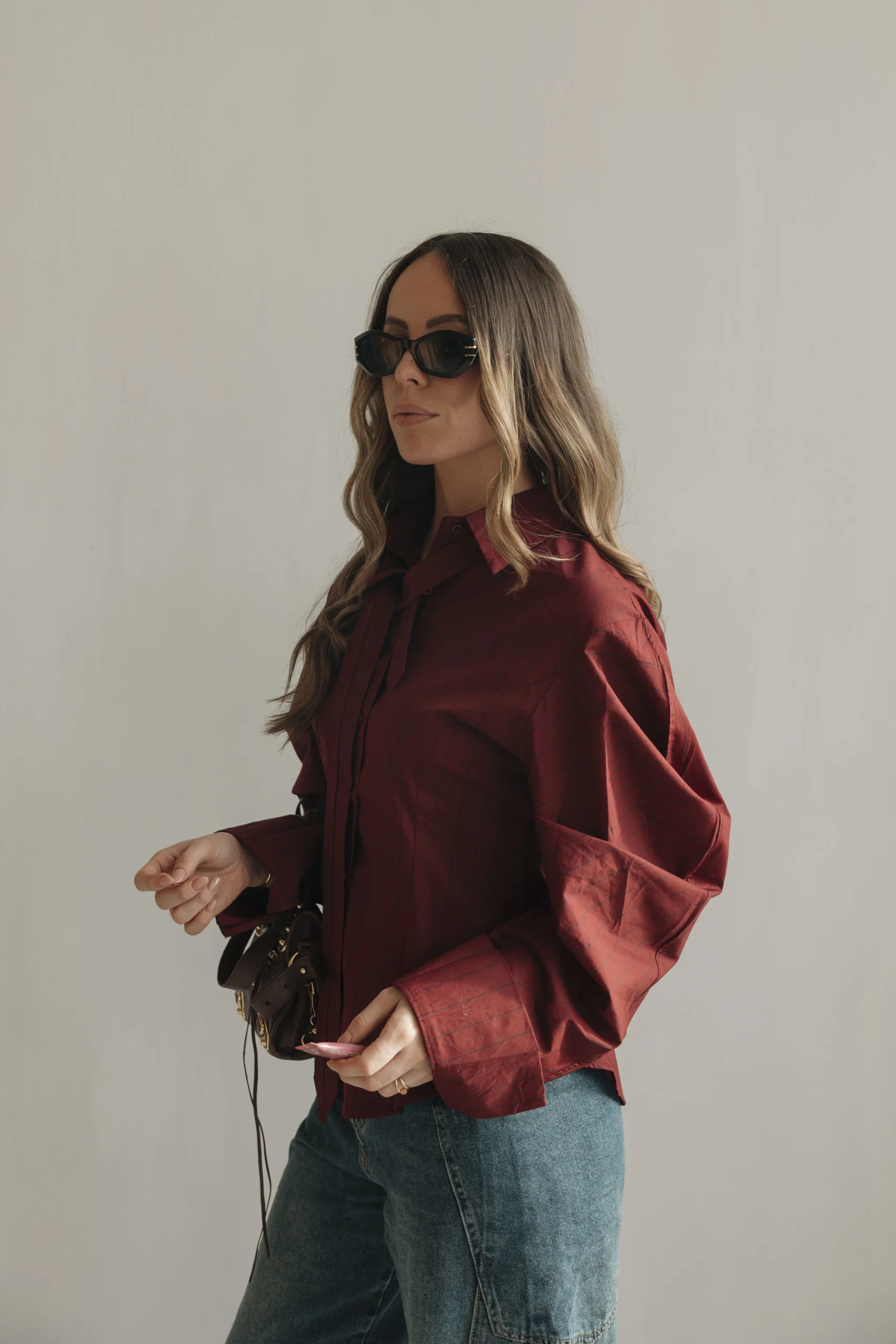 Checked Blouse With Tie